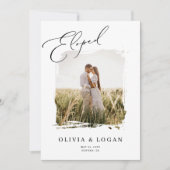 Eloped Modern Script Photo Wedding Announcement  Kaart (Voorkant)