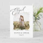 Eloped Modern Script Photo Wedding Announcement  Kaart (Staand voorkant)