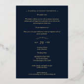 Eloped Navy Elegant Golden Photo Sophisticated Folie Uitnodiging (Achterkant)