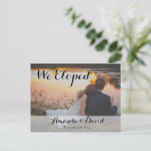 Eloped Stylish Modern Photo Wedding Announding Briefkaart (Staand voorkant)