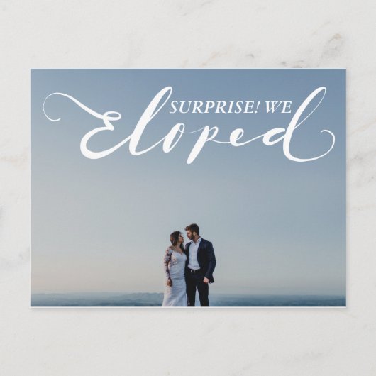 "Eloped" Verrassing Huwelijk Elegante Aankondiging Briefkaart (Voorkant)