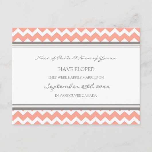 Elopement Aankondiging Briefkaarten Coral Grey (Voorkant)