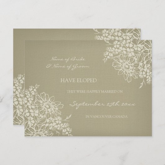 Elopement Aankondiging Briefkaarten  Floral (Voorkant / Achterkant)