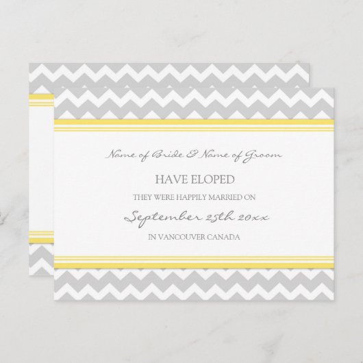 Elopement Aankondiging Briefkaarten Geel Grijs (Voorkant / Achterkant)