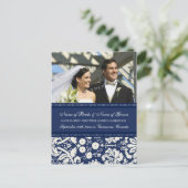 Elopement Aankondiging Foto Briefkaarten Blauw (Staand voorkant)