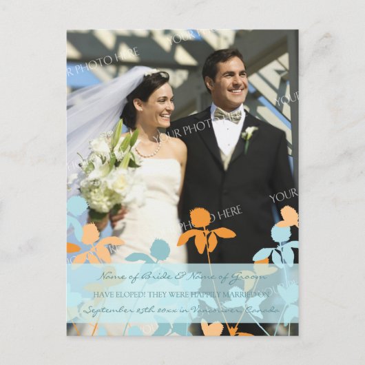 Elopement Aankondiging Foto Briefkaarten Blauw Sin (Voorkant)