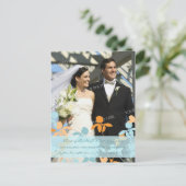 Elopement Aankondiging Foto Briefkaarten Blauw Sin (Staand voorkant)