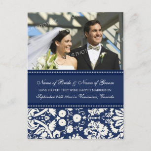 Elopement Aankondiging Foto Briefkaarten Blue