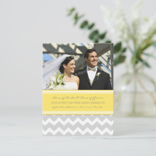 Elopement Aankondiging Foto Briefkaarten Lemon Gra (Staand voorkant)