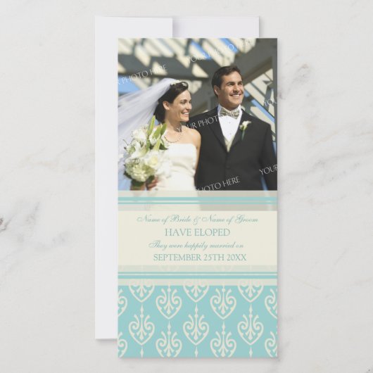 Elopement Aankondiging Fotokaart Aqua Cream (Voorkant)