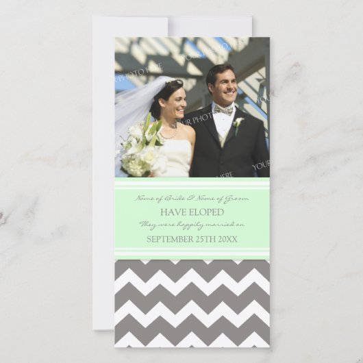 Elopement Aankondiging Fotokaart Gray Chevron (Voorkant)