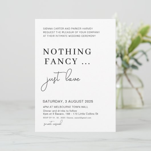 Elopement After Party, Niets Gewoons Alleen Liefde Kaart (Staand voorkant)