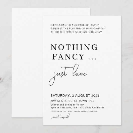 Elopement After Party, Niets Gewoons Alleen Liefde Kaart (Voorkant / Achterkant)