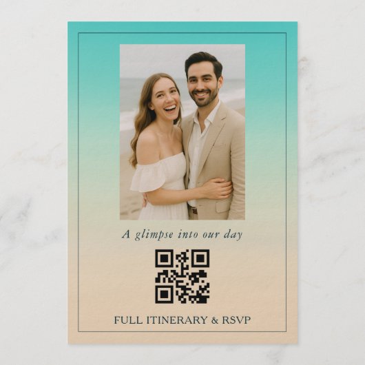Elopement Beach Wedding Reception QR Code Kaart (Achterkant)