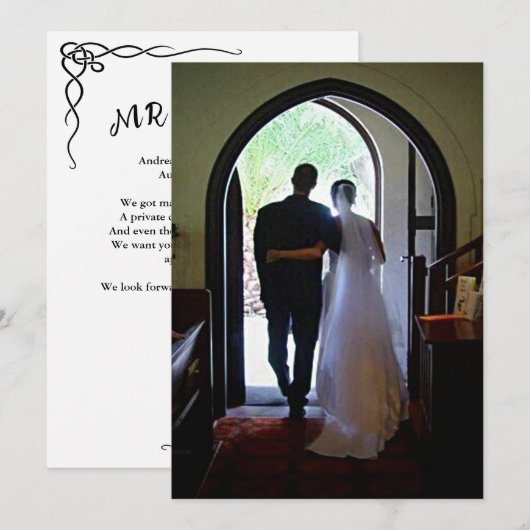 Elopement bruid bruidegom foto net getrouwd aankon kaart (Voorkant / Achterkant)