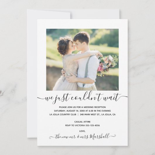 Elopement bruiloft foto aankondiging uitnodiging (Achterkant)