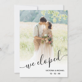 Elopement bruiloft foto aankondiging uitnodiging