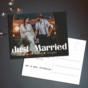  Elopement Elegante Typografie 70s Bruiloft Briefkaart