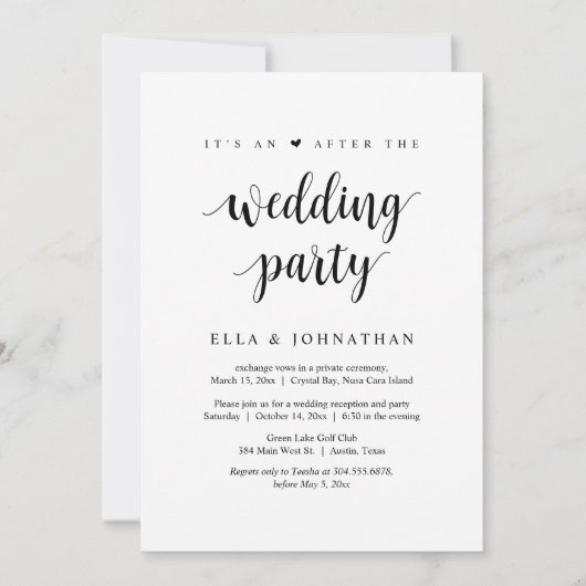 Elopement en na de bruiloft kaart (Voorkant)