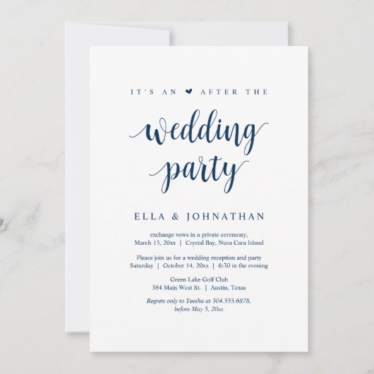 Elopement en na de uitnodiging van de bruiloft (Voorkant)