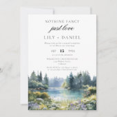 Elopement Forest Lakeside Floral Wedding Reception Kaart (Voorkant)