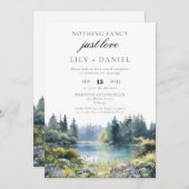 Elopement Forest Lakeside Floral Wedding Reception Kaart (Voorkant / Achterkant)