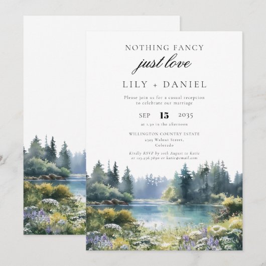 Elopement Forest Lakeside Floral Wedding Reception Kaart (Voorkant / Achterkant)