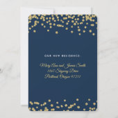 Elopement Gold Faux Glitter Confetti Navy Blue Kaart (Achterkant)