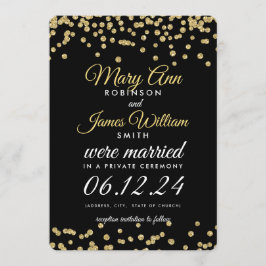 Elopement Gold Faux Glitter Confetti Zwart Kaart