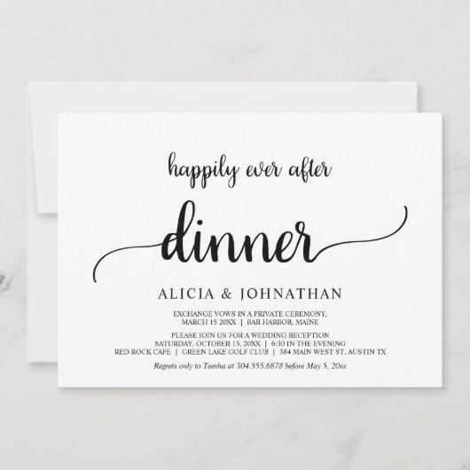 Elopement, Happily Ever After Dinner, Rustic Kaart (Voorkant)