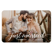 Elopement Just Married Script Weduwfoto Magneet (Horizontaal)