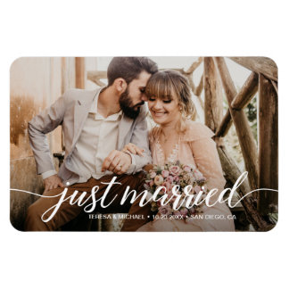 Elopement Just Married Script Weduwfoto Magneet