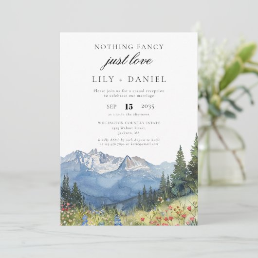 Elopement Mountain bruiloft receptie foto Kaart (Staand voorkant)