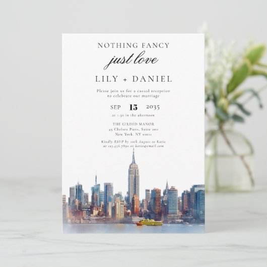 Elopement New York City bruiloft receptie Kaart (Staand voorkant)