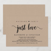 Elopement, niets Fancy gewoon liefde, moderne Kraf Kaart (Voorkant / Achterkant)