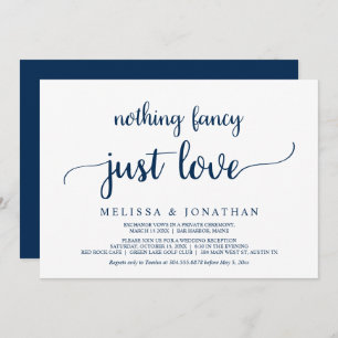 Elopement, niets Fancy gewoon liefde, Navy Blue Kaart