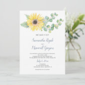 Elopement Receptie Uitnodigen, Eucalyptus Zonneblo Kaart (Staand voorkant)