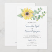 Elopement Receptie Uitnodigen, Eucalyptus Zonneblo Kaart (Voorkant / Achterkant)