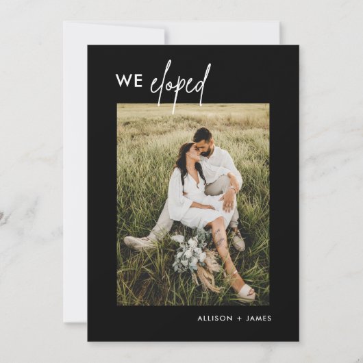 Elopement Reception Black We Eloped Announding Kaart (Voorkant)