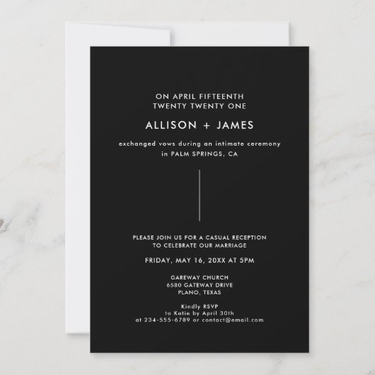 Elopement Reception Black We Eloped Announding Kaart (Achterkant)