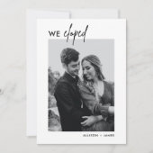 Elopement Reception Foto we Eloped Announding Kaart (Voorkant)