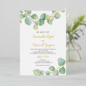Elopement Reception Invitation Eucalyptus Folie Uitnodiging (Staand Voorkant)