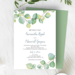 Elopement Reception Invitation Eucalyptus Kaart
