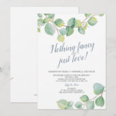 Elopement Reception Niets Fancy Just Love Kaart (Voorkant / Achterkant)