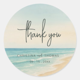 Elopement Strand Bruiloft Bedankt Ronde Sticker