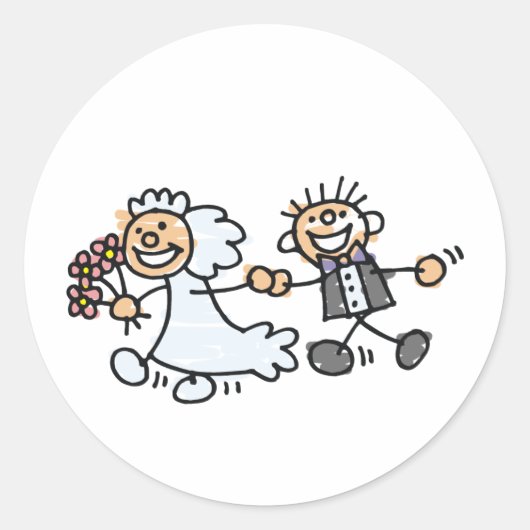 Elopement van de bruid- en bruinweddenschap ronde sticker (Voorkant)