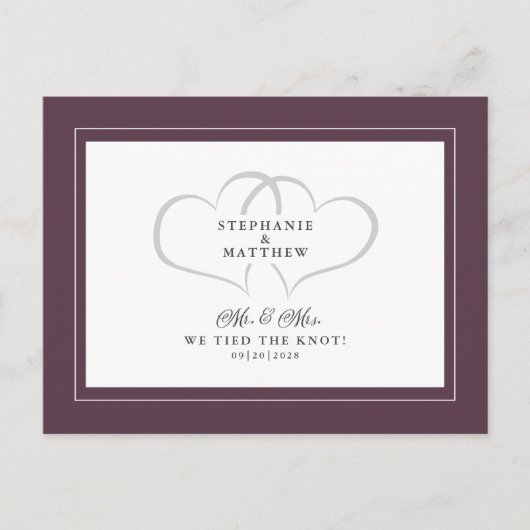 Elopement We hebben de knoop doorgehakt Mr & Mrs P Uitnodiging Briefkaart (Voorkant)