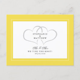Elopement We Tied The Knot Dhr. & Mw. Geel Wit Uitnodiging Briefkaart