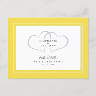Elopement We Tied The Knot Dhr. & Mw. Geel Wit Uitnodiging Briefkaart