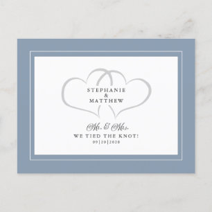 Elopement We Tied The Knot Heren & Dames Stof Blau Uitnodiging Briefkaart